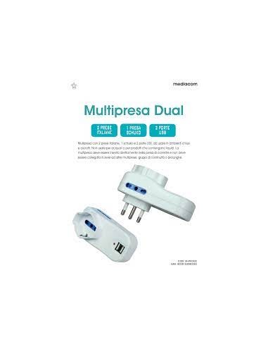 MULTIPRESE 3 POSIZ + 2 USB WHITE