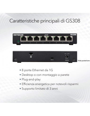 SWITCH 8 PORTE 10/100/1000 GS308